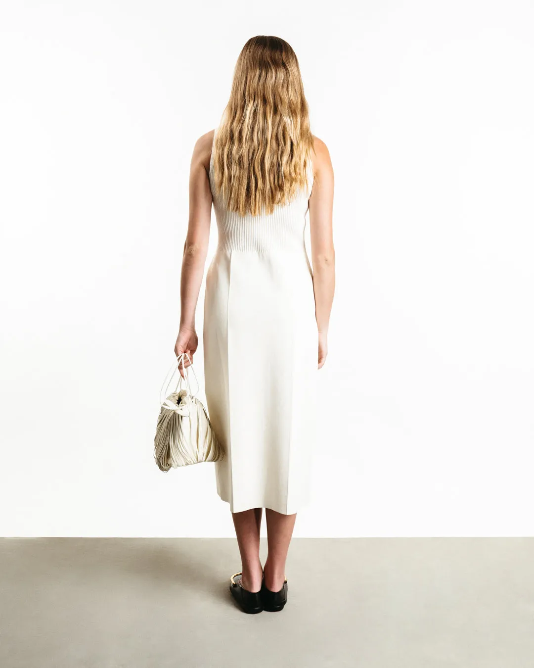 Ribbed Midi Dress Ivory