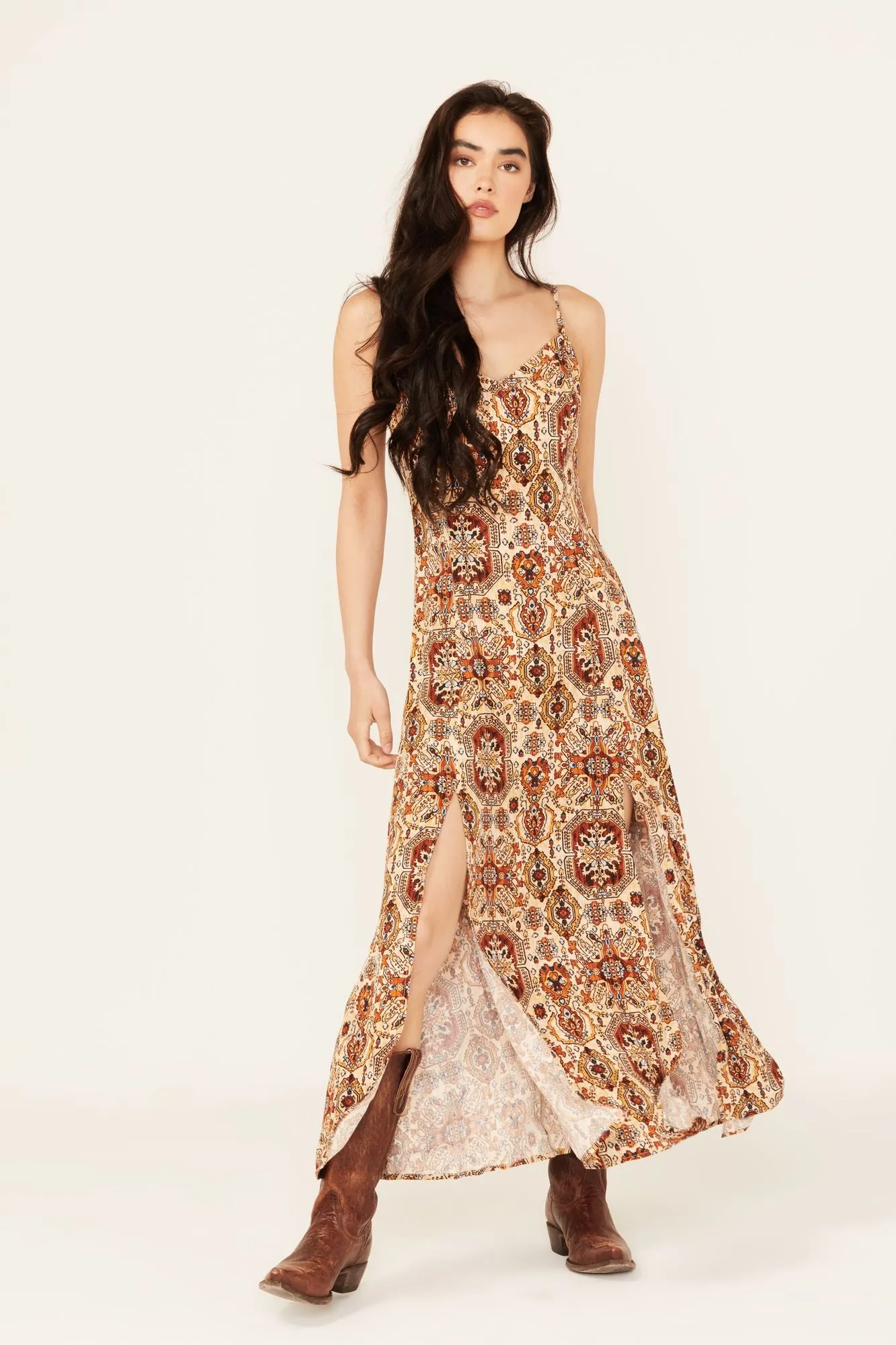 Roxanne Tapestry Print Sleeveless Maxi Dress