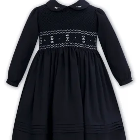 SARAH LOUISE NAVY SMOCKED DRESS WINTER