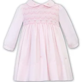 SARAH LOUISE -  Smocked Peter Pan Collar With Flower Detail Dress - Pink