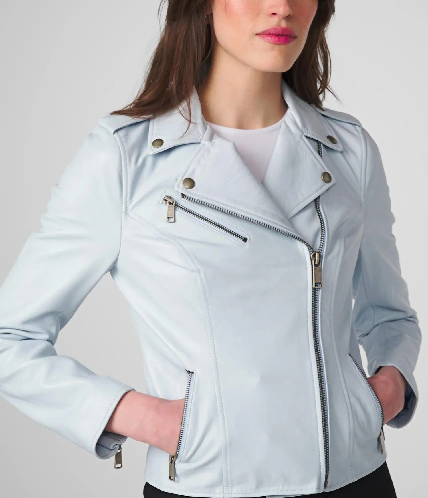 Serena Genuine Leather Moto Jacket