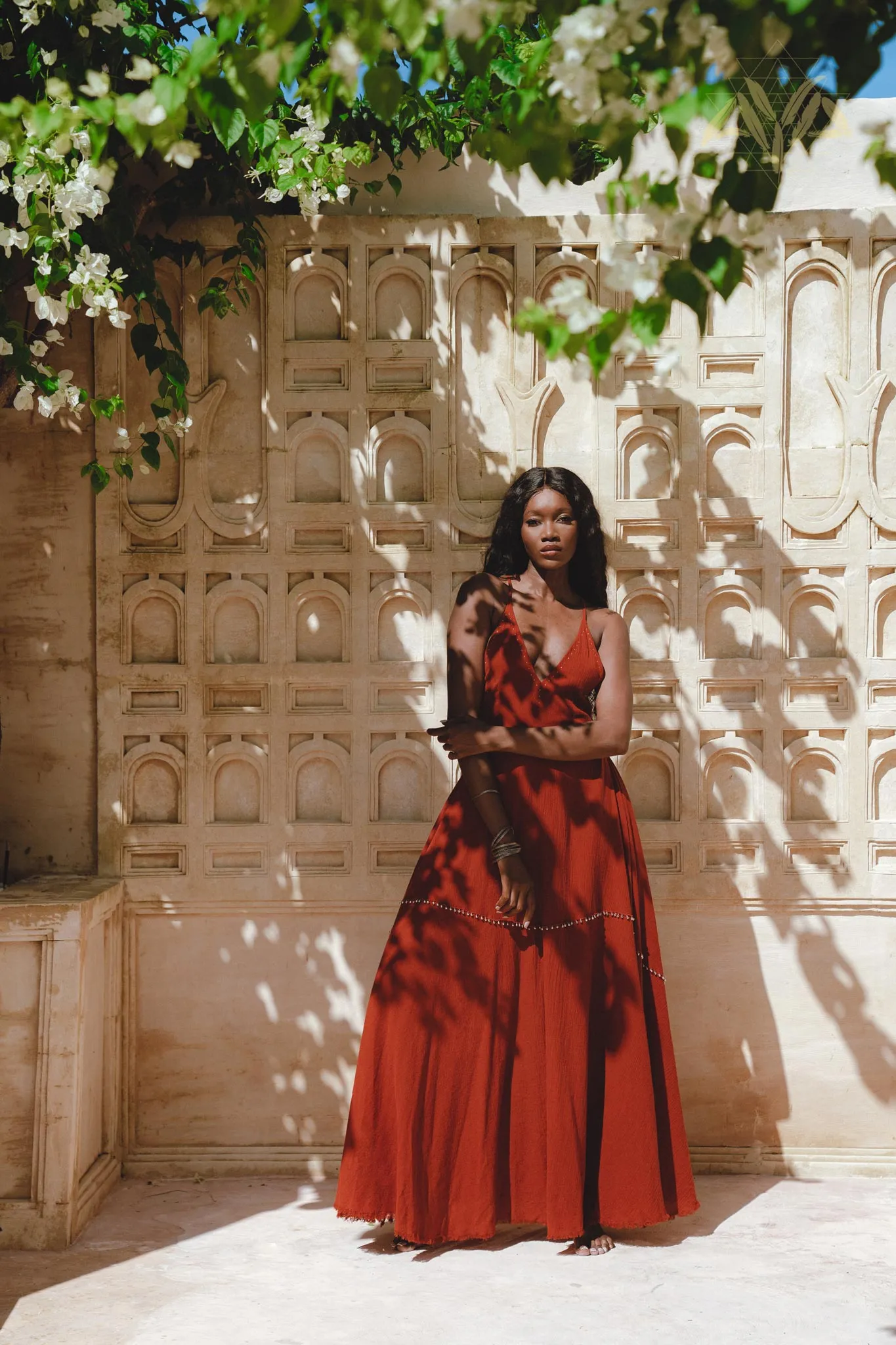 Shakti Dress • Red Boho Jingle Bells Dress • Sexy Open Neckline Dress