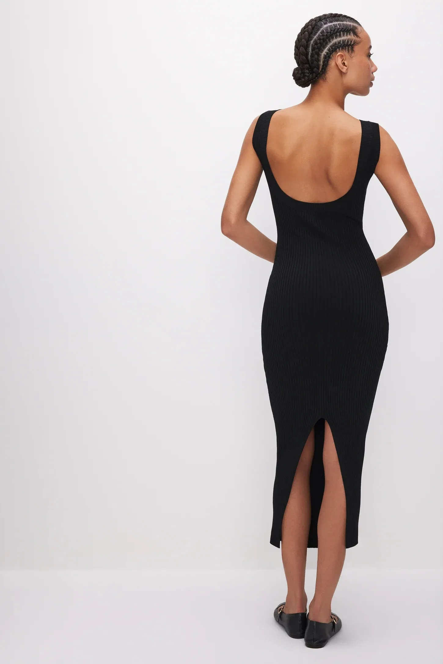 Shine Rib Off Scoop Back Midi