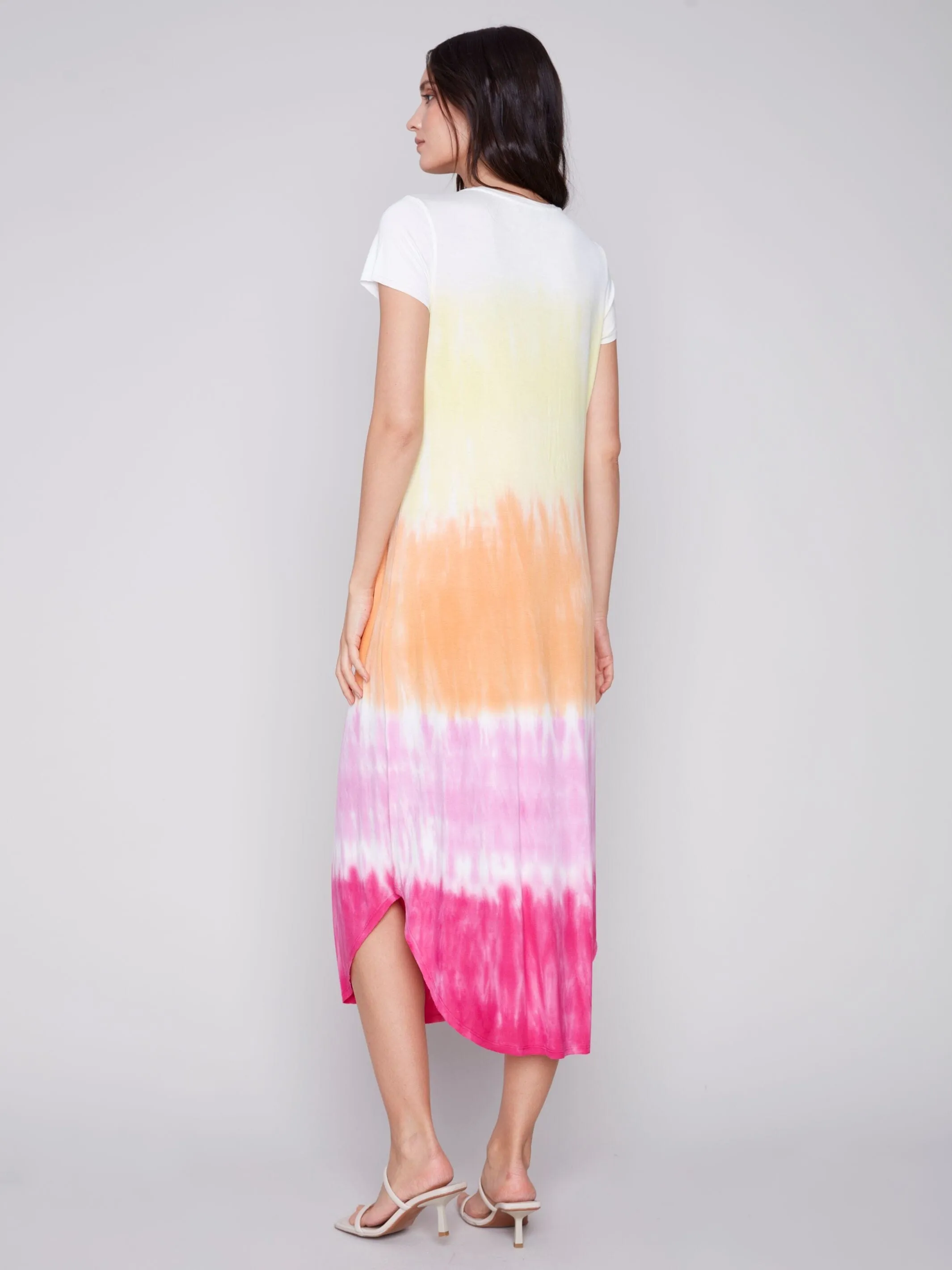 SHORT SLEEVE TIE DYE SHIRT TAIL HEM DRESS