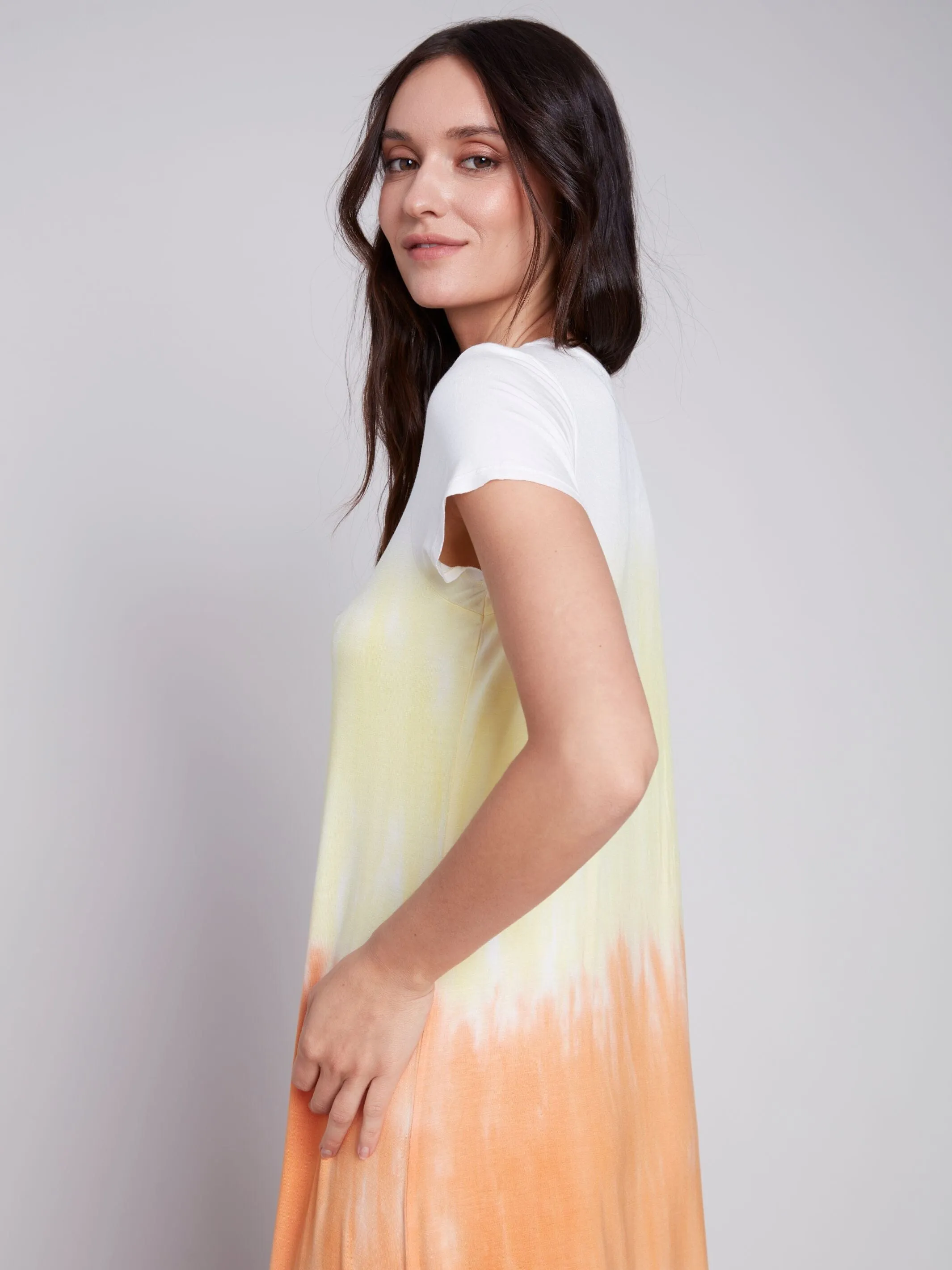 SHORT SLEEVE TIE DYE SHIRT TAIL HEM DRESS