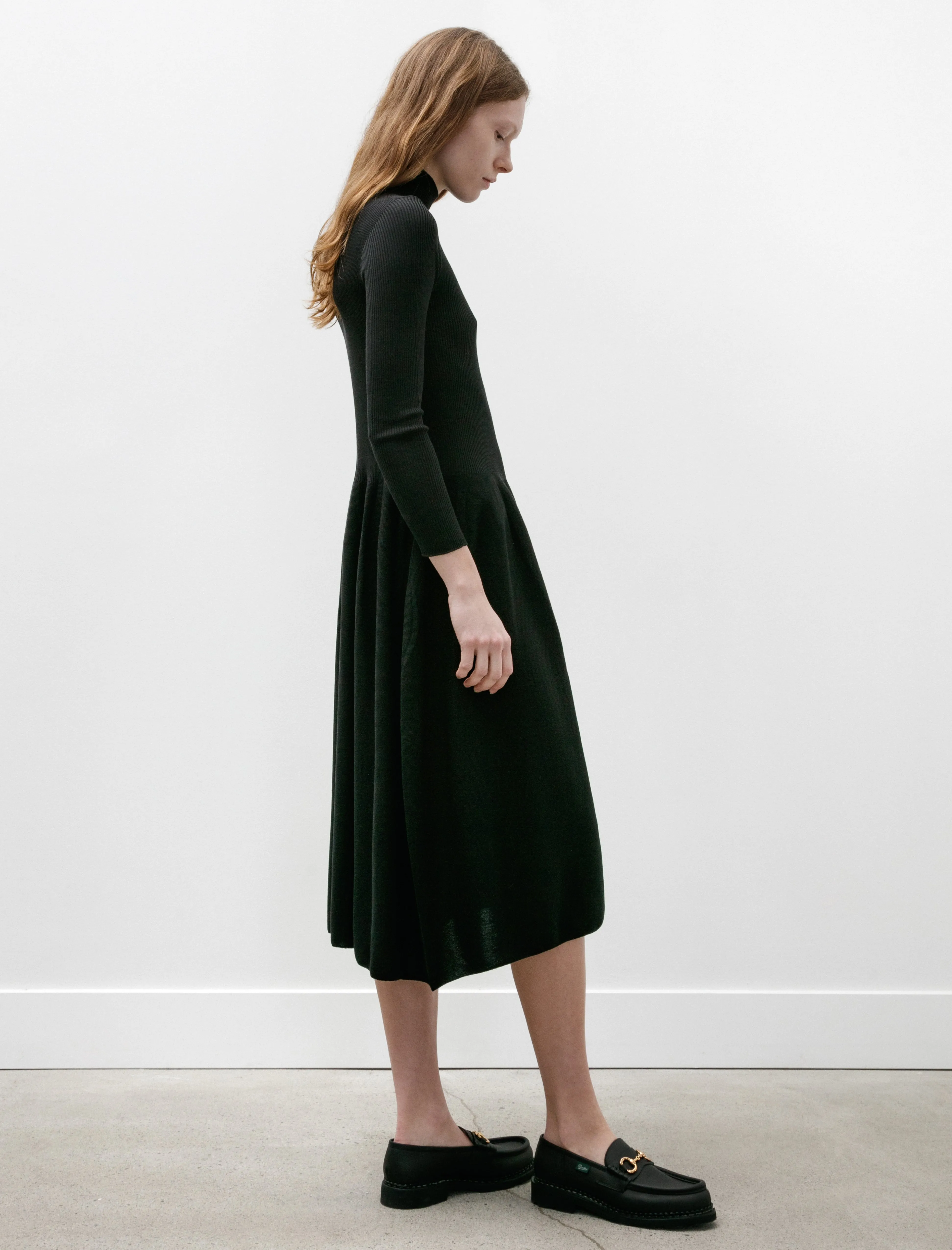 Silk Long Sleeve Dress Black