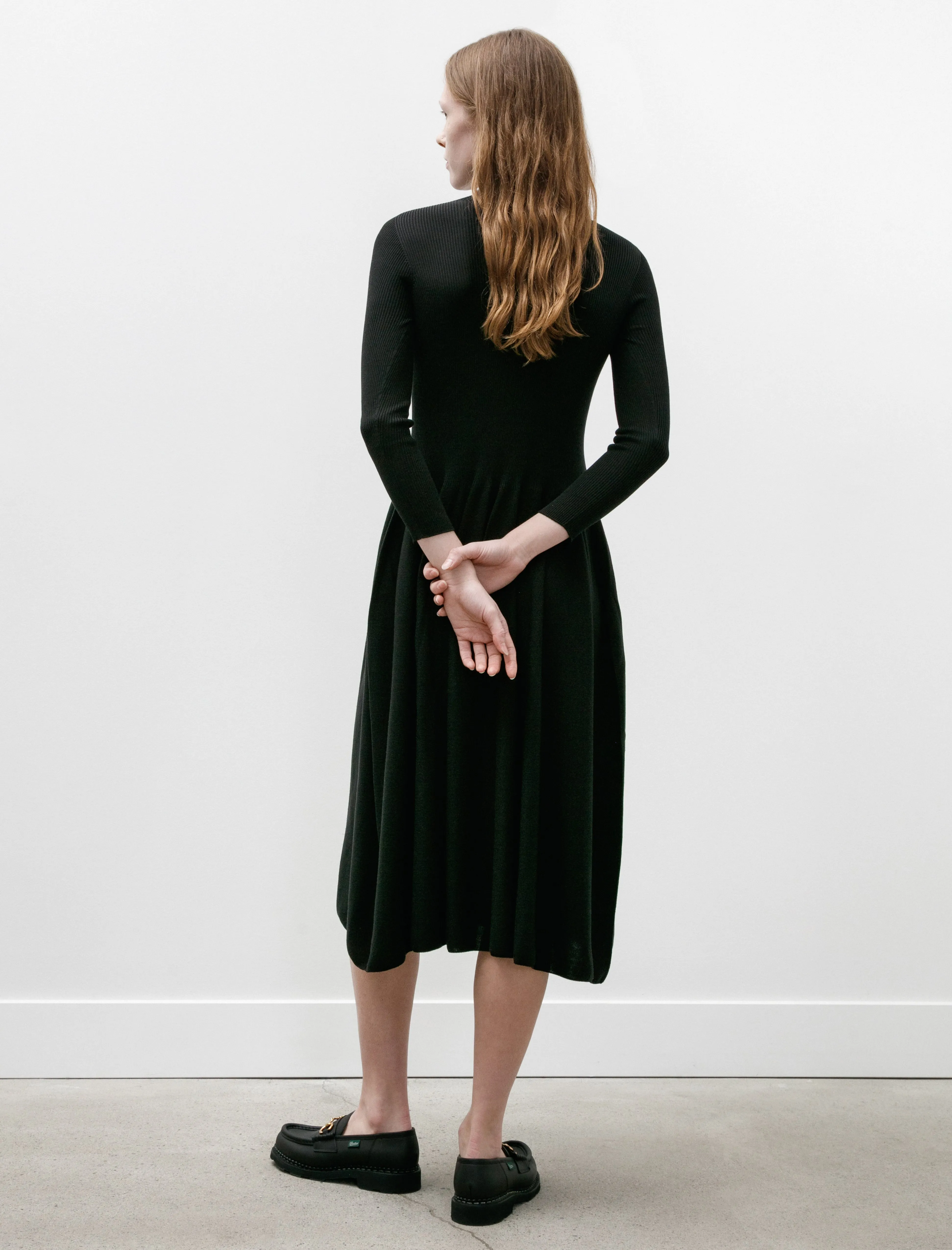 Silk Long Sleeve Dress Black