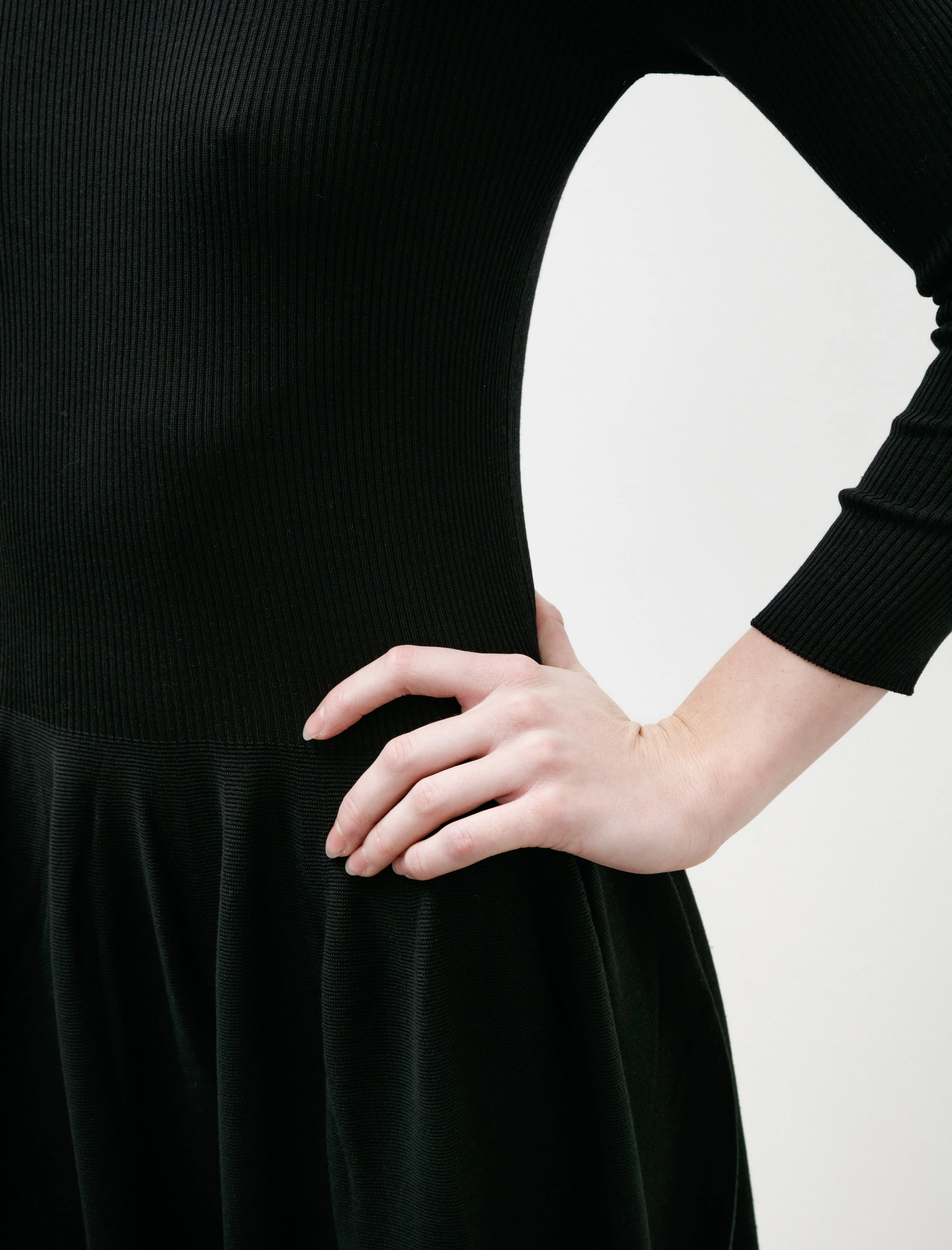 Silk Long Sleeve Dress Black