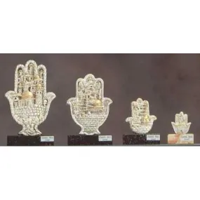 Silver & Gold Hamsa Plaque on Marble Stand