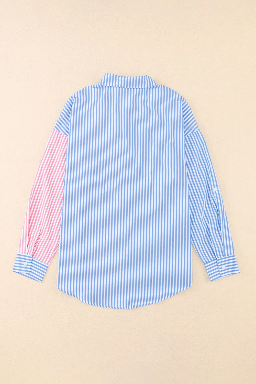 Stripe Colorblock Button Front Shirt