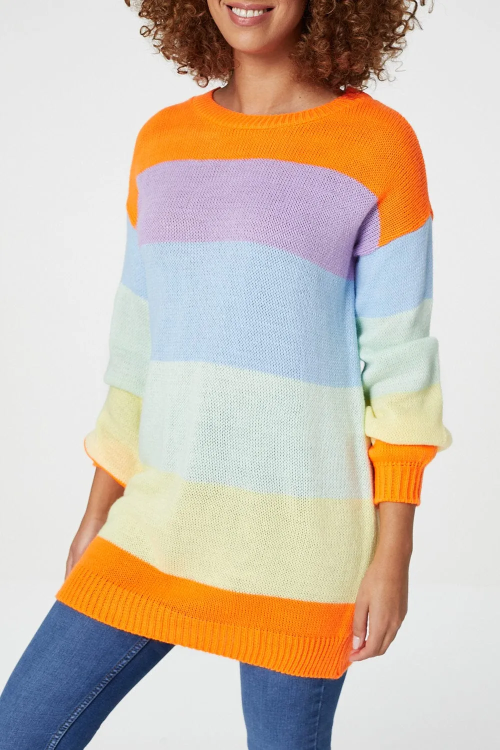 Striped Longline Knit Jumper