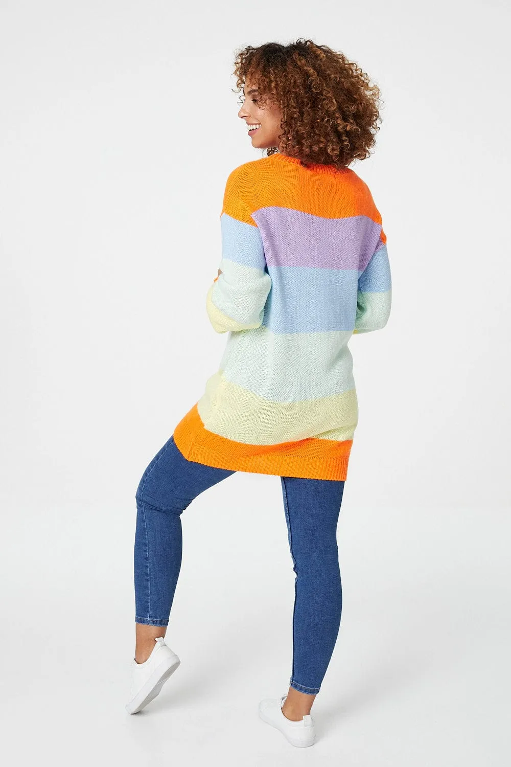 Striped Longline Knit Jumper