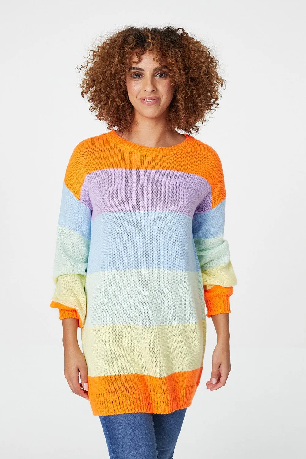 Striped Longline Knit Jumper