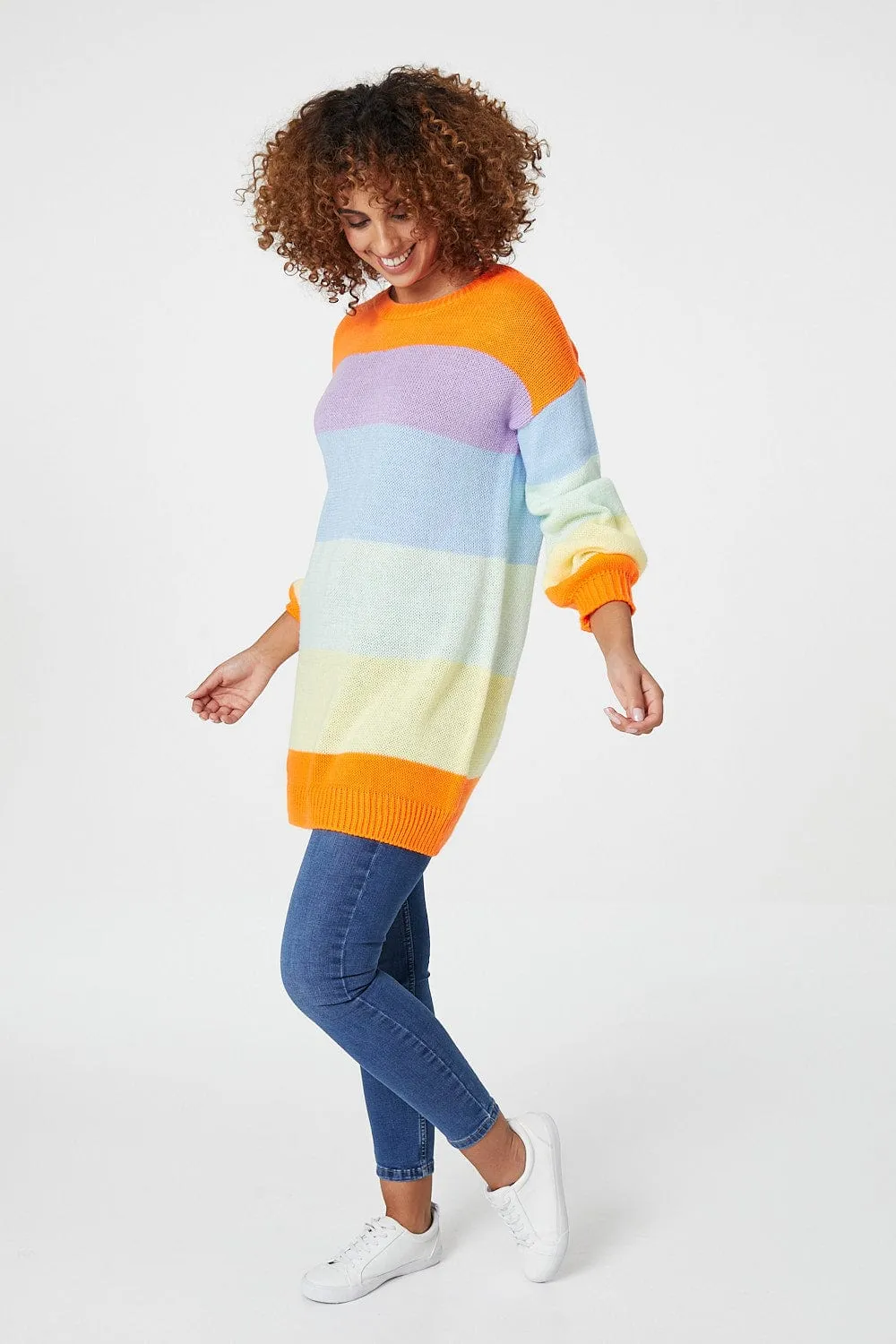 Striped Longline Knit Jumper