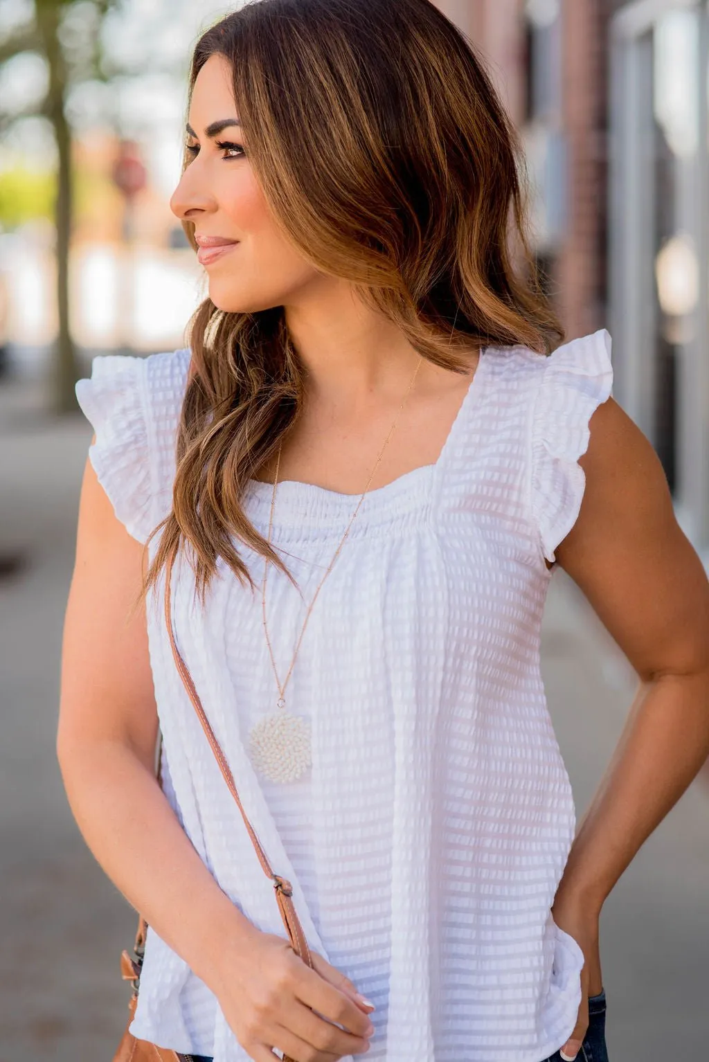 Subtle Textured Bibbed Flutter Tank