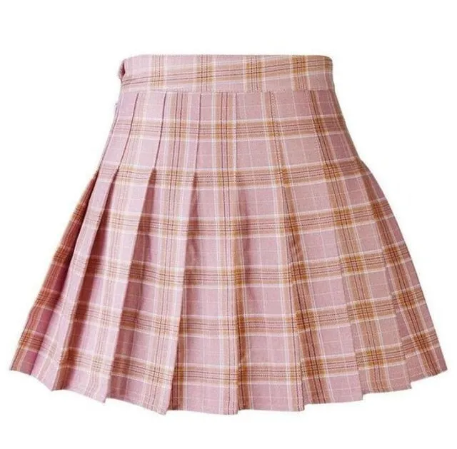 Summer High Waist College Pleated Skirt