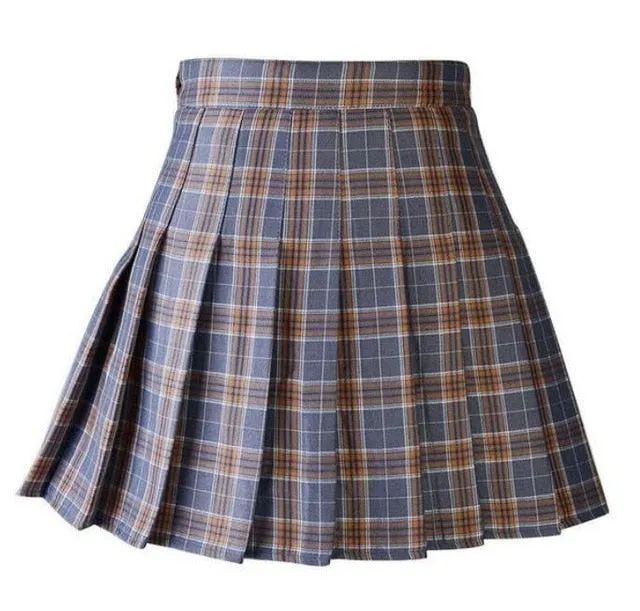 Summer High Waist College Pleated Skirt