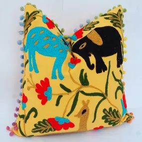 Suzani Embroidery Cushion Cover Pom Pom Pillow Cases