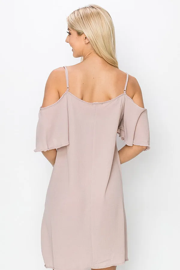 Taupe Cold Shoulder Dress