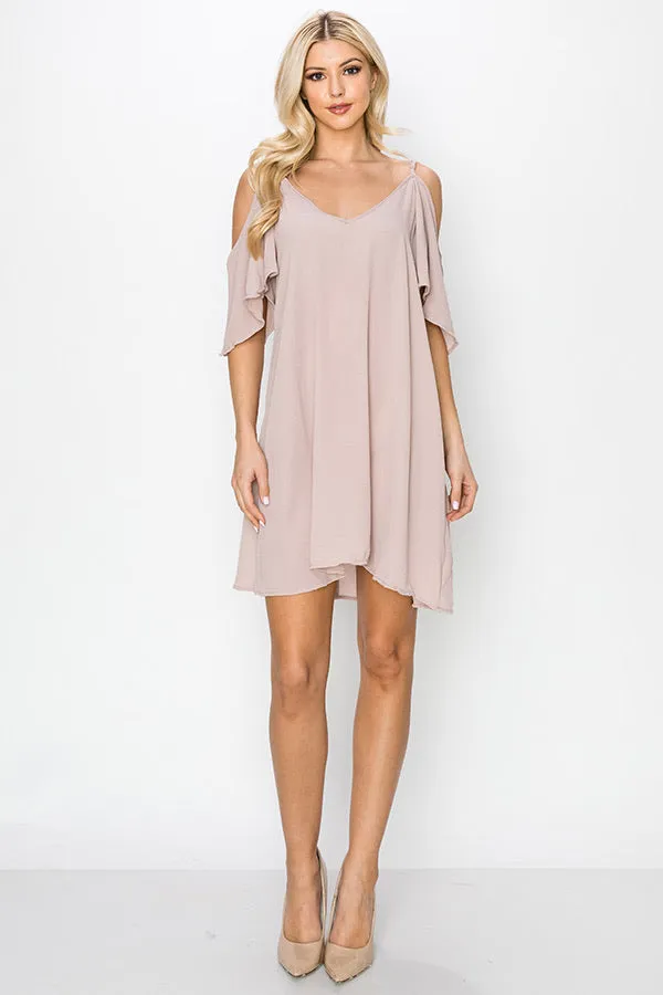 Taupe Cold Shoulder Dress