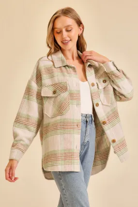 Taupe/Sage Fall Vibes Plaid Print Shacket