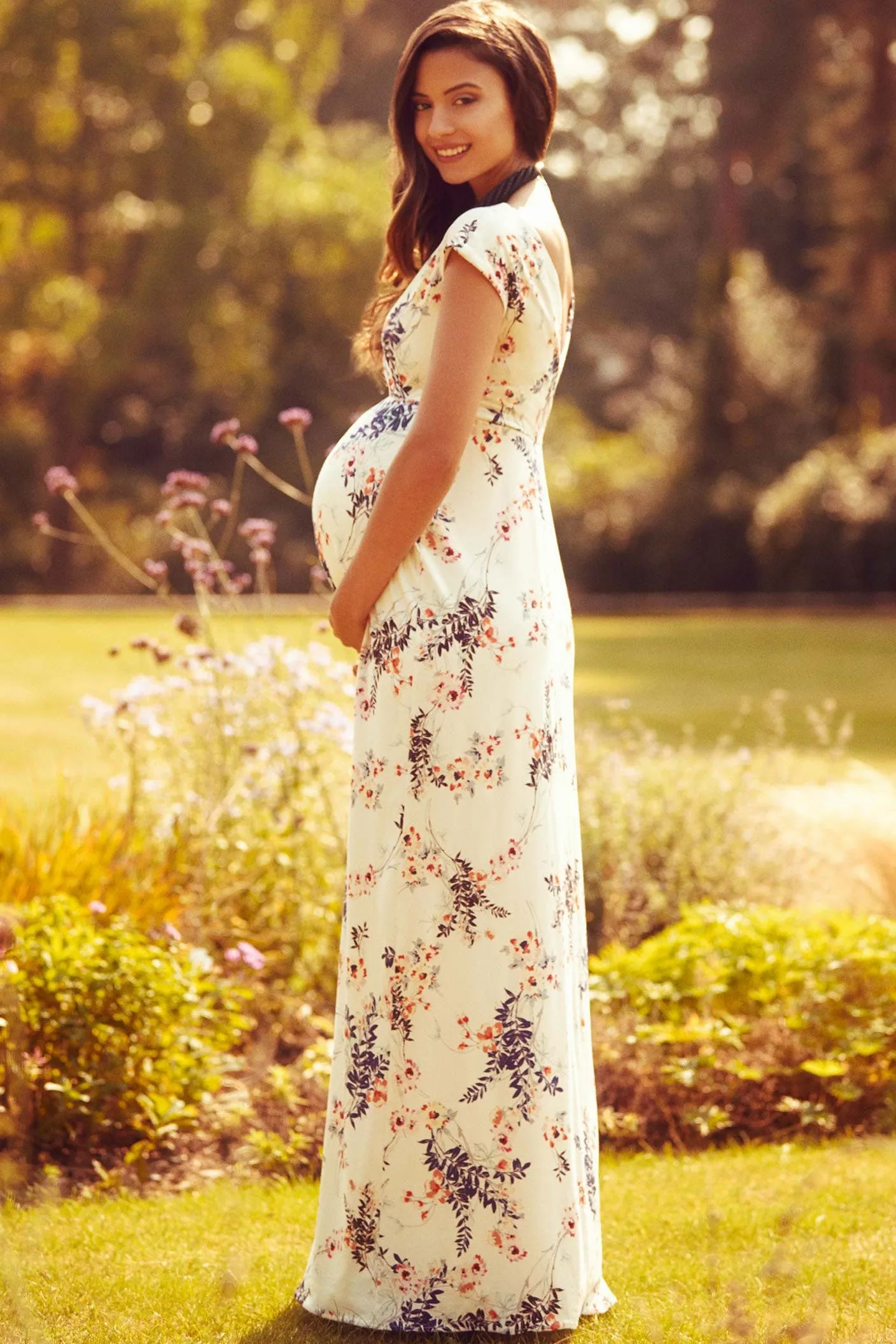 Tiffany Rose Alana Maxi Maternity and Nursing Dress in Japanese Garden