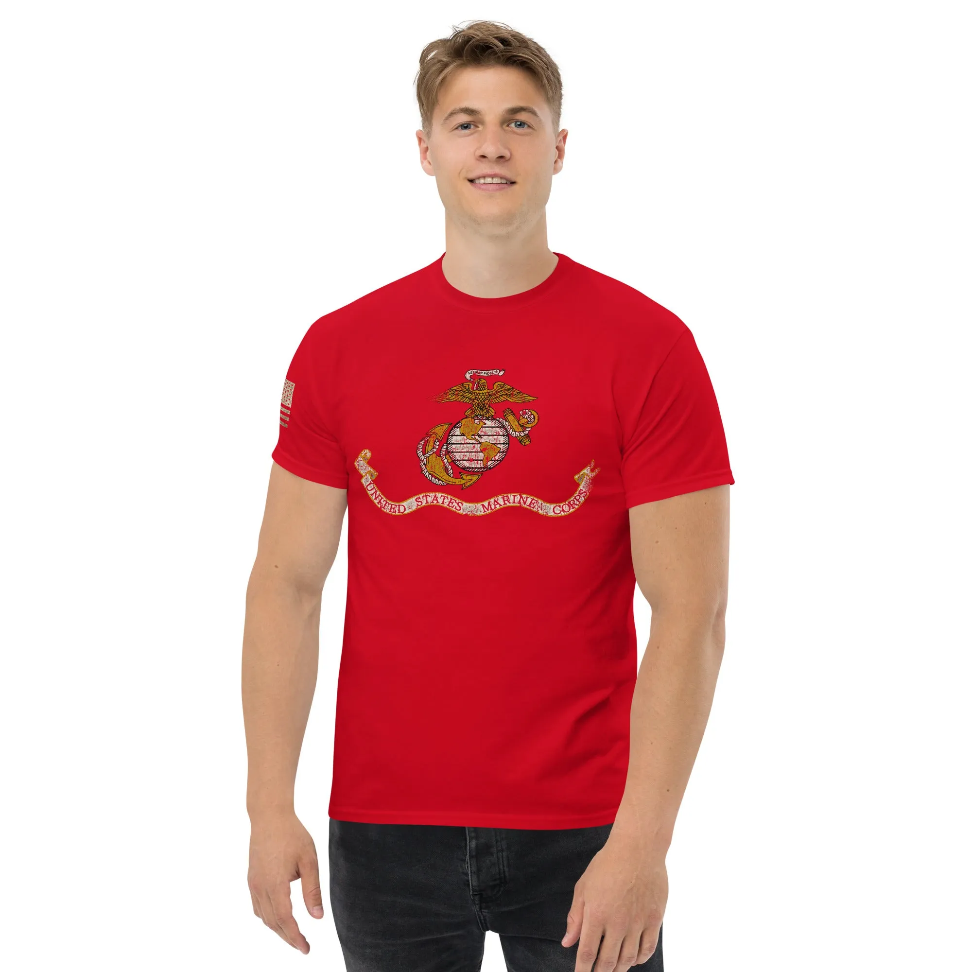 USMC Distressed Flag Men's Tee