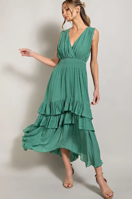 V-Neck Ruffle Maxi Dress