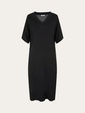 V-neck viscose knit dress - Black Jet