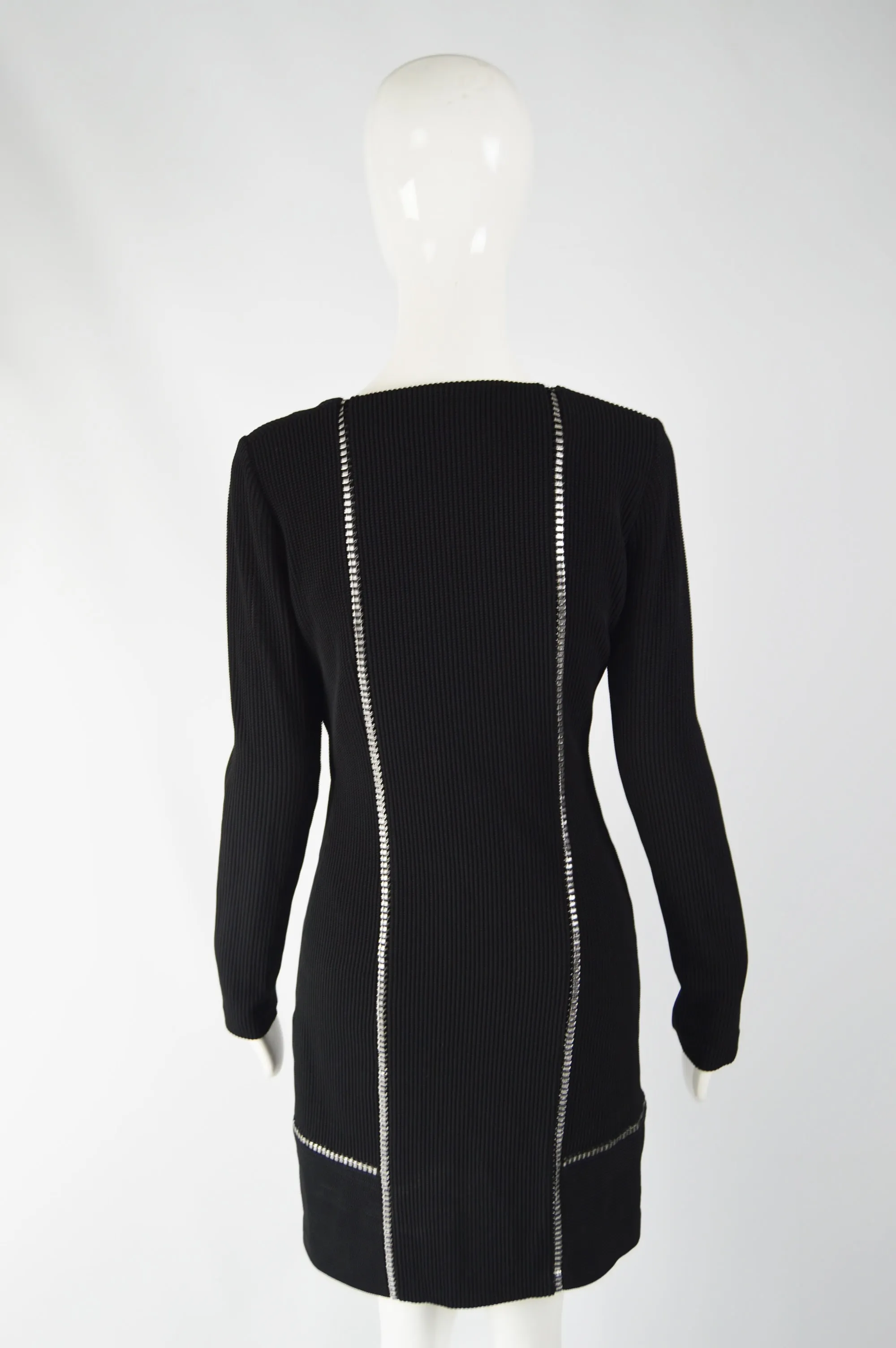 Vintage Black & Silver Square Neck Cocktail Dress, 2000s