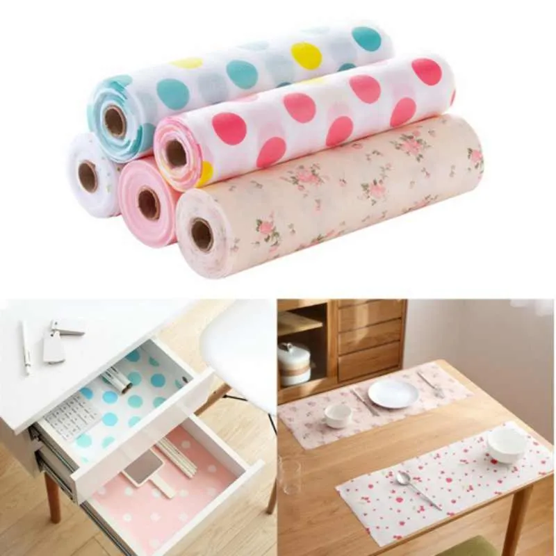 Waterproof Antibacterial Plastic Cabinet Drawer Shelf Liners Sheets for Kitchen Table Mat, Household Waterproof Drawer Paper Kitchen Table Drawer Shelf Liner Non Slip Cupboard Contact Paper