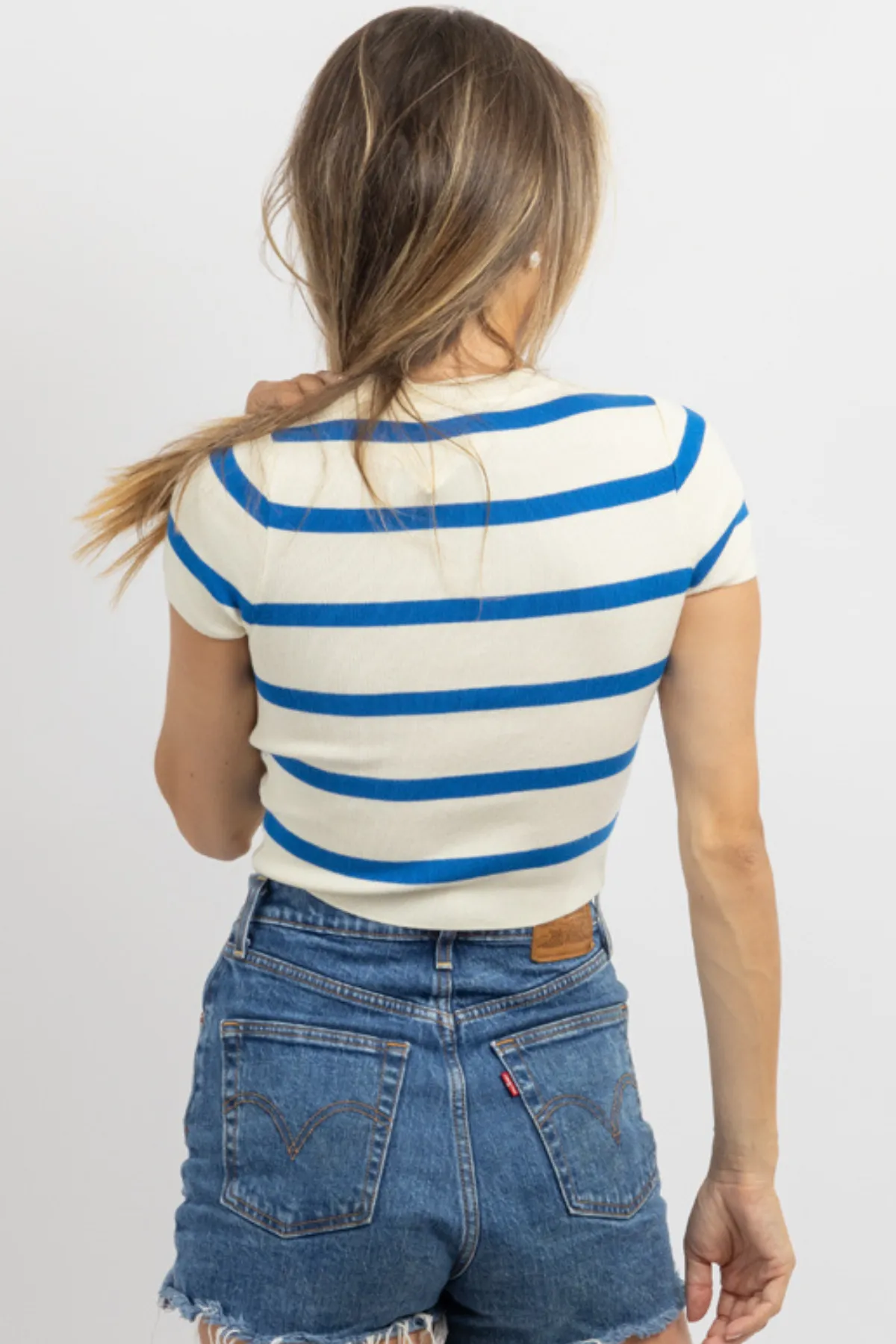 WEDNESDAY BOLD BLUE STRIPE TOP