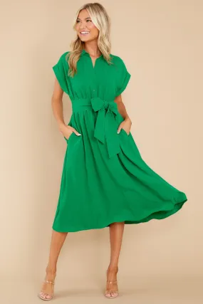 When You Arrive Green Midi Dress