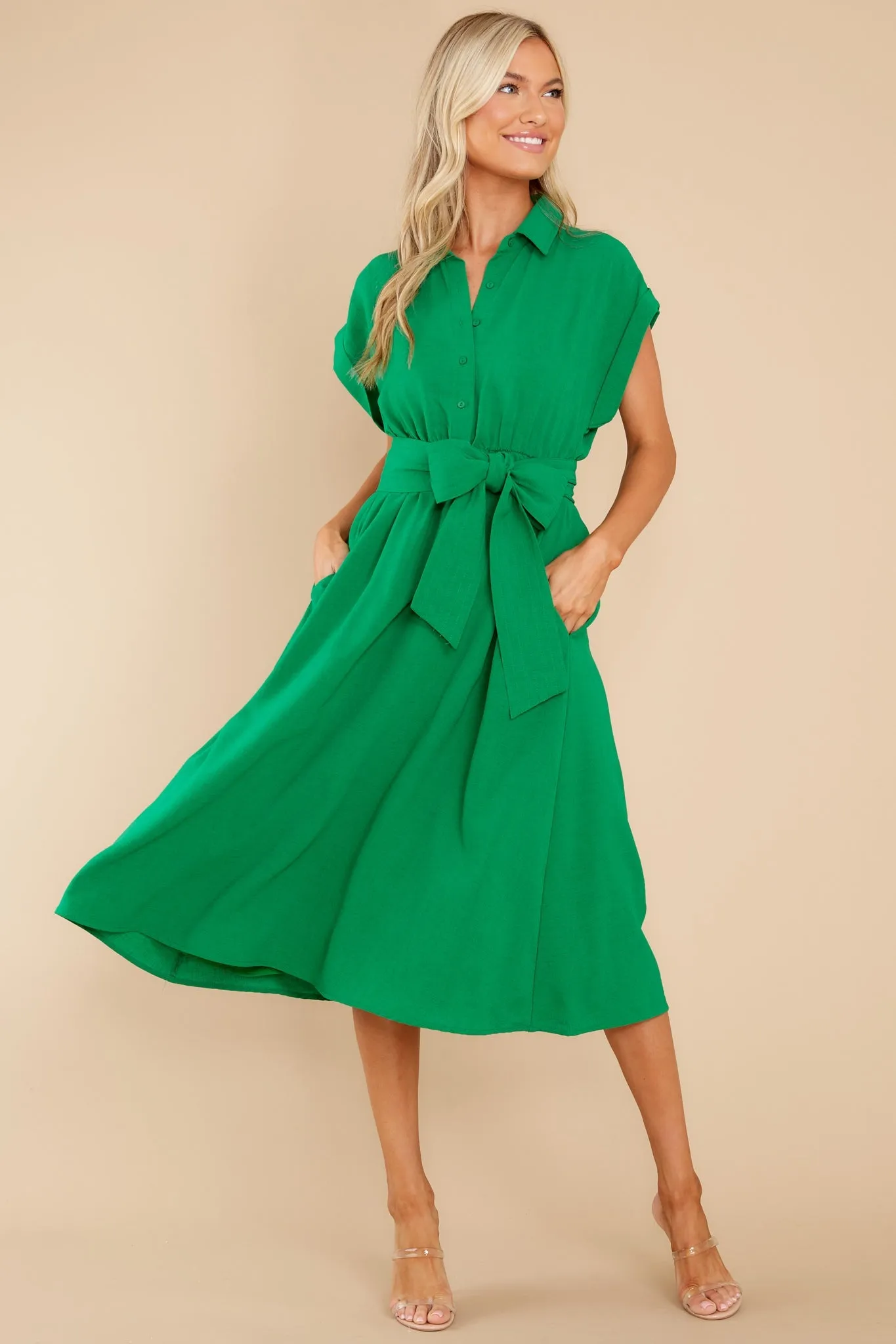 When You Arrive Green Midi Dress