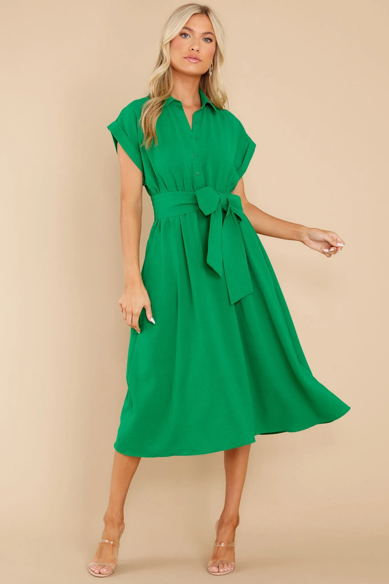 When You Arrive Green Midi Dress