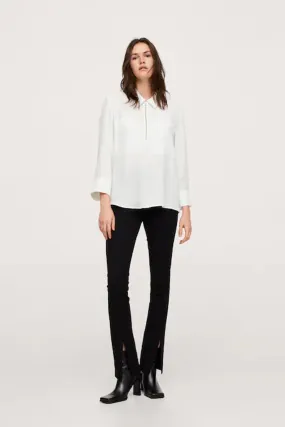 White Silky Zipper Shirt