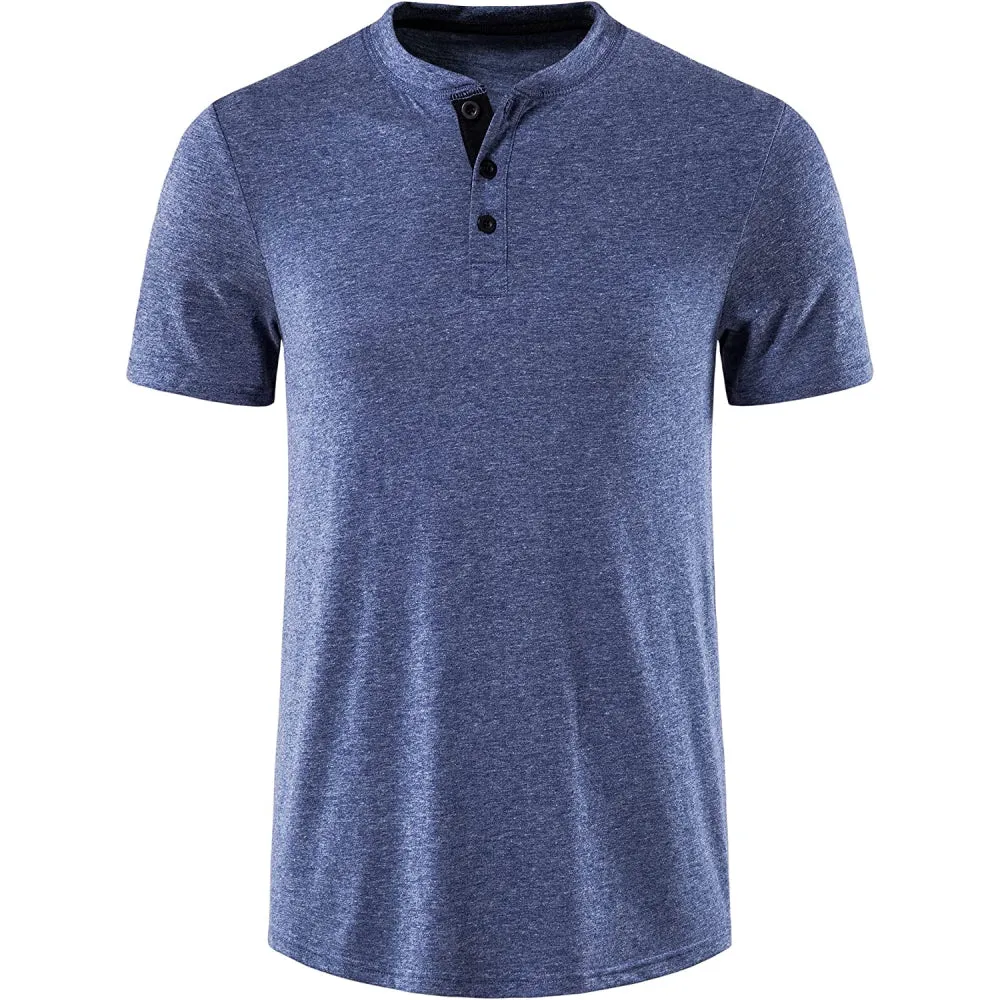 Wholesale Mens Short Sleeve Casual Lightweight Basic Henley T-Shirt