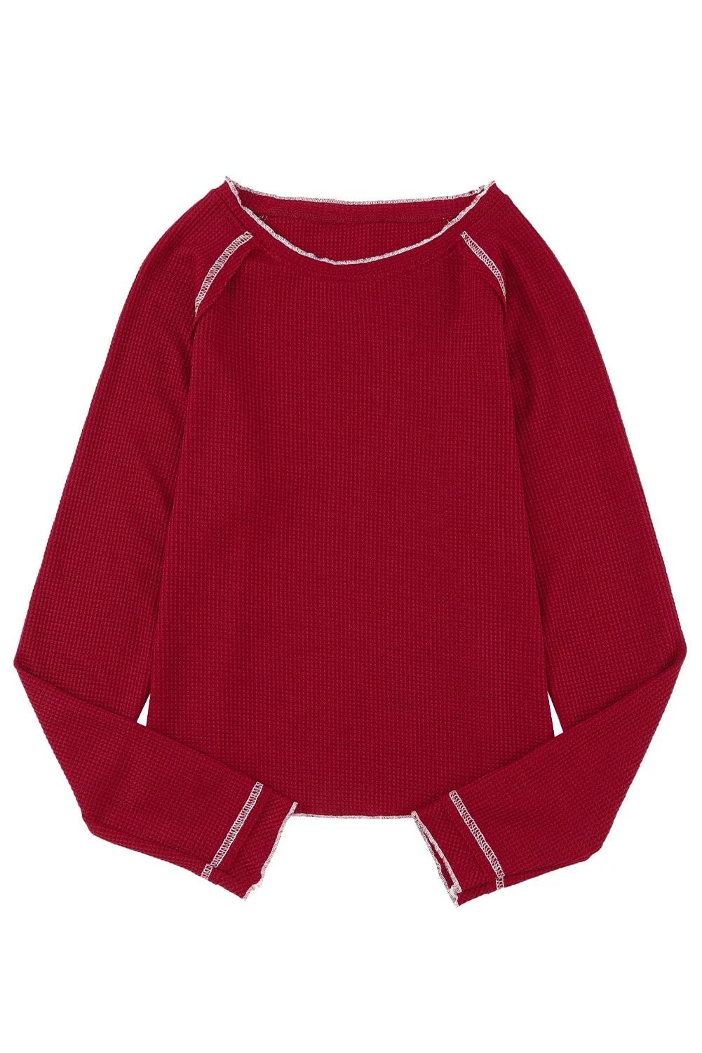 Women's Raglan Sleeves Textured Round Neck Top