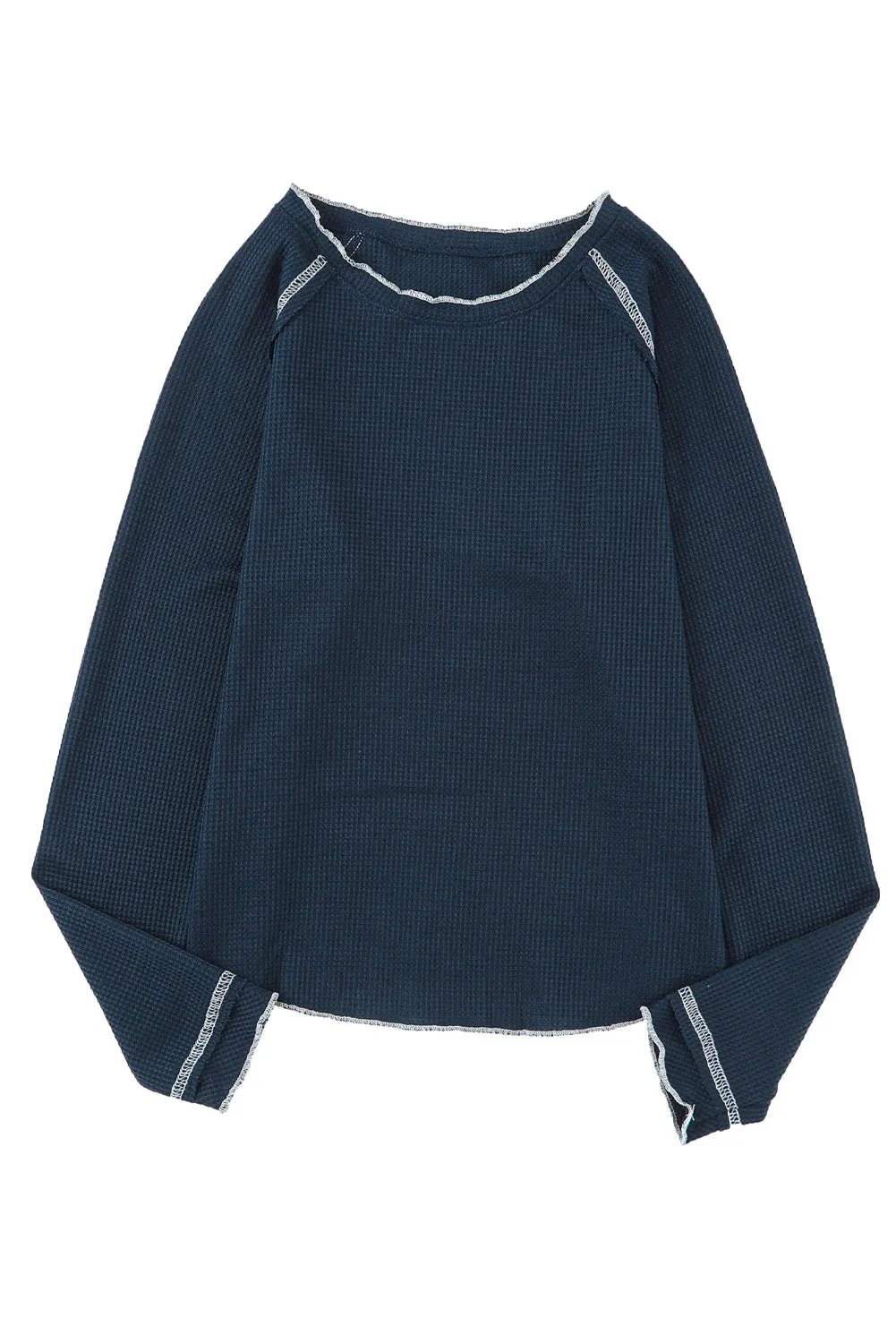 Women's Raglan Sleeves Textured Round Neck Top