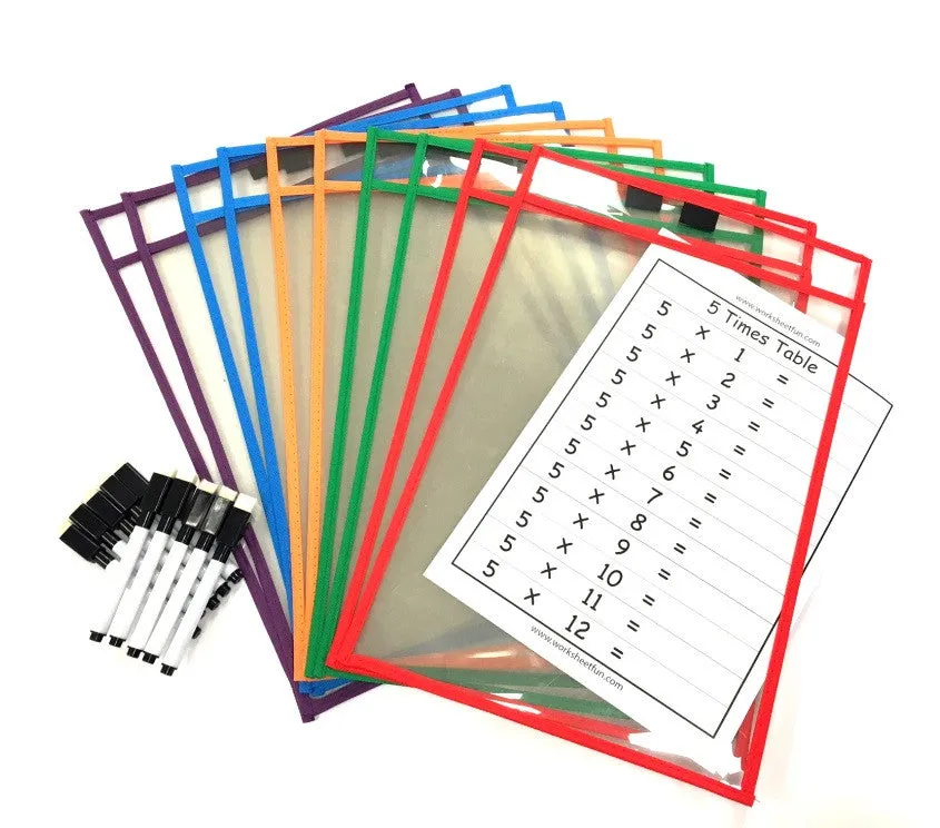 Write n Wipe Paper Saver Sleeves - A4 Pack of 30 - inc Pens & Erasers