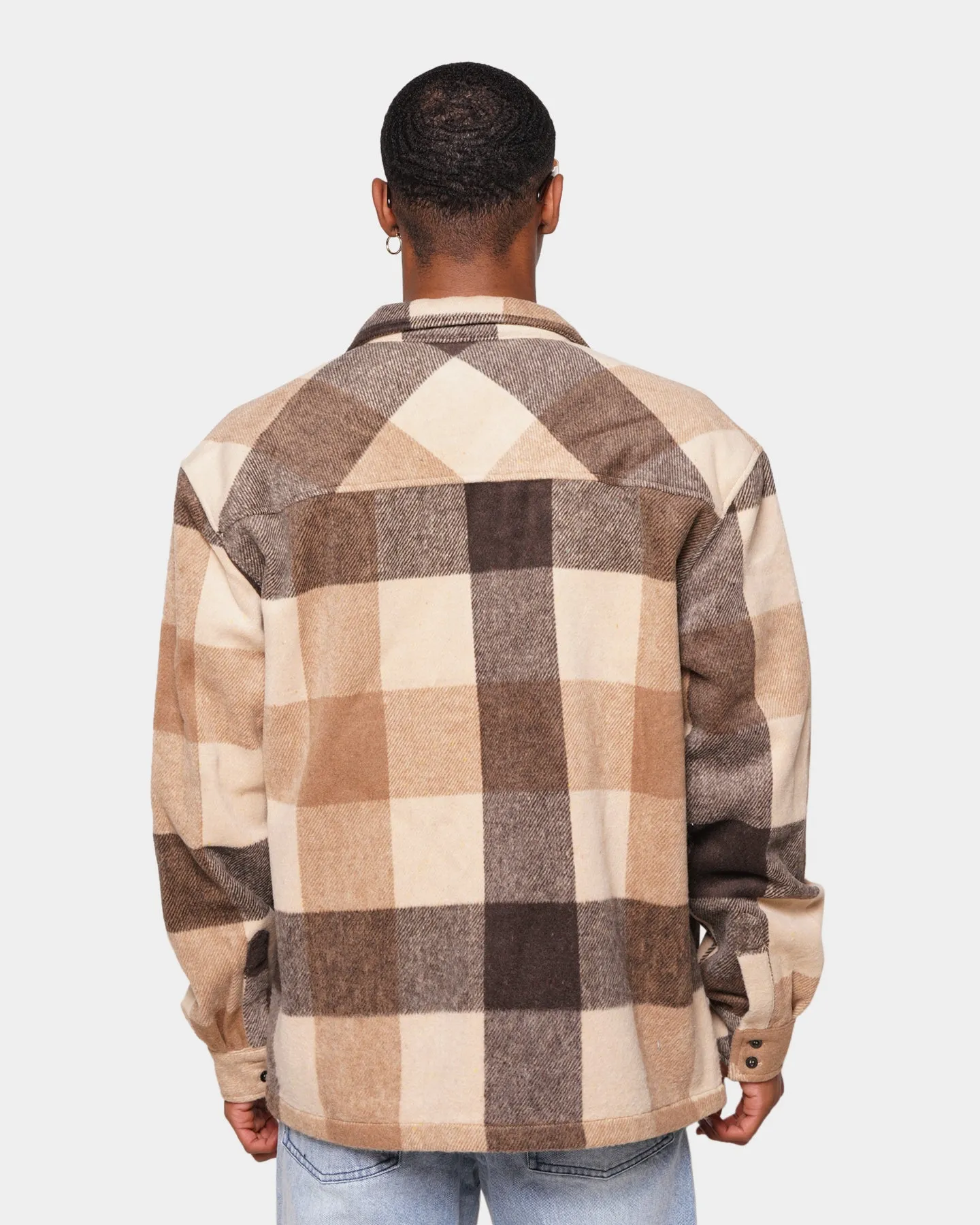 XXIII Vitus Zip Up Flannel Shacket Brown/Cream