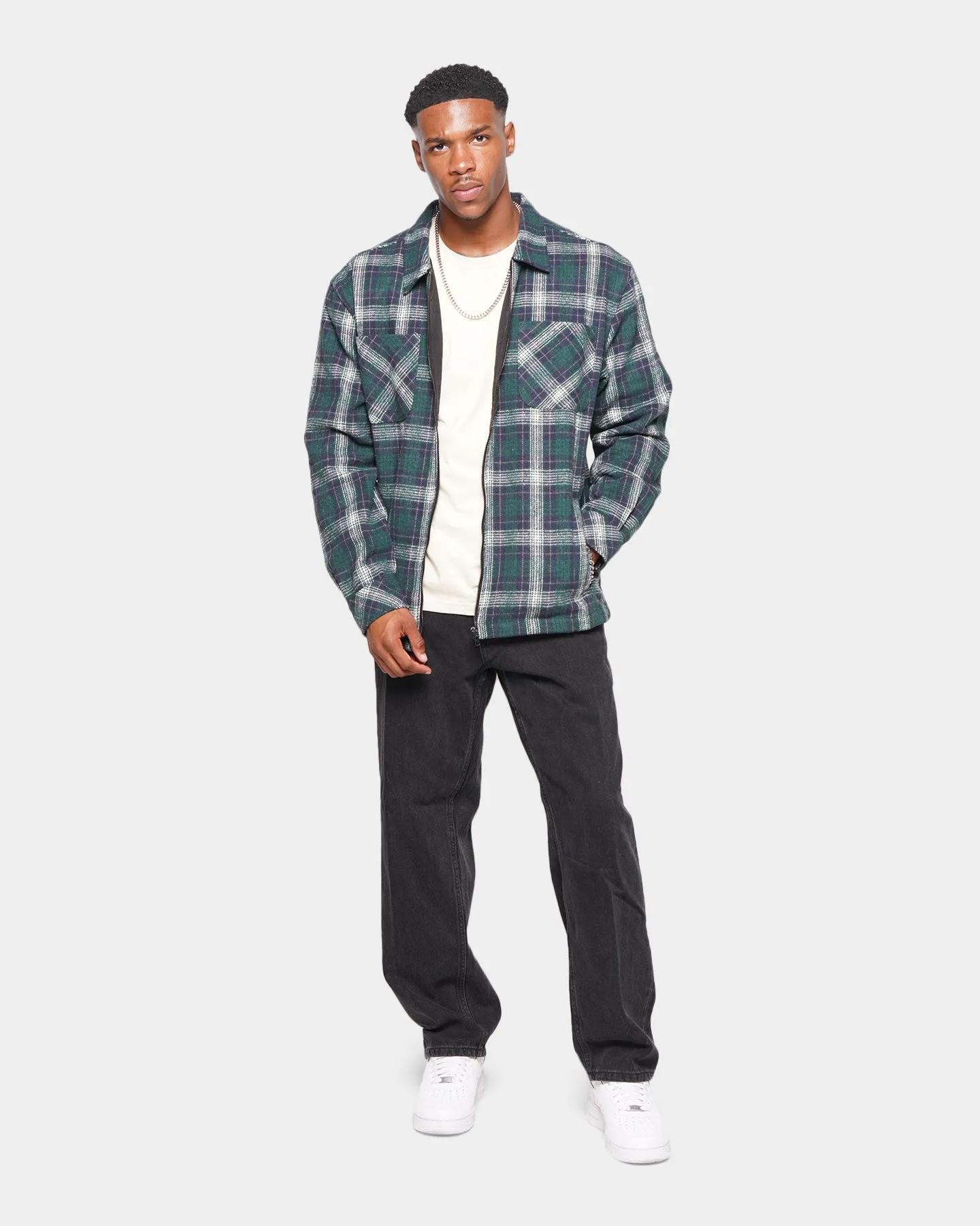 XXIII Vitus Zip Up Flannel Shacket Green