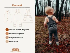 Youth Everest Overalls and Dress Digital Sewing Pattern Sizes NB-12Y