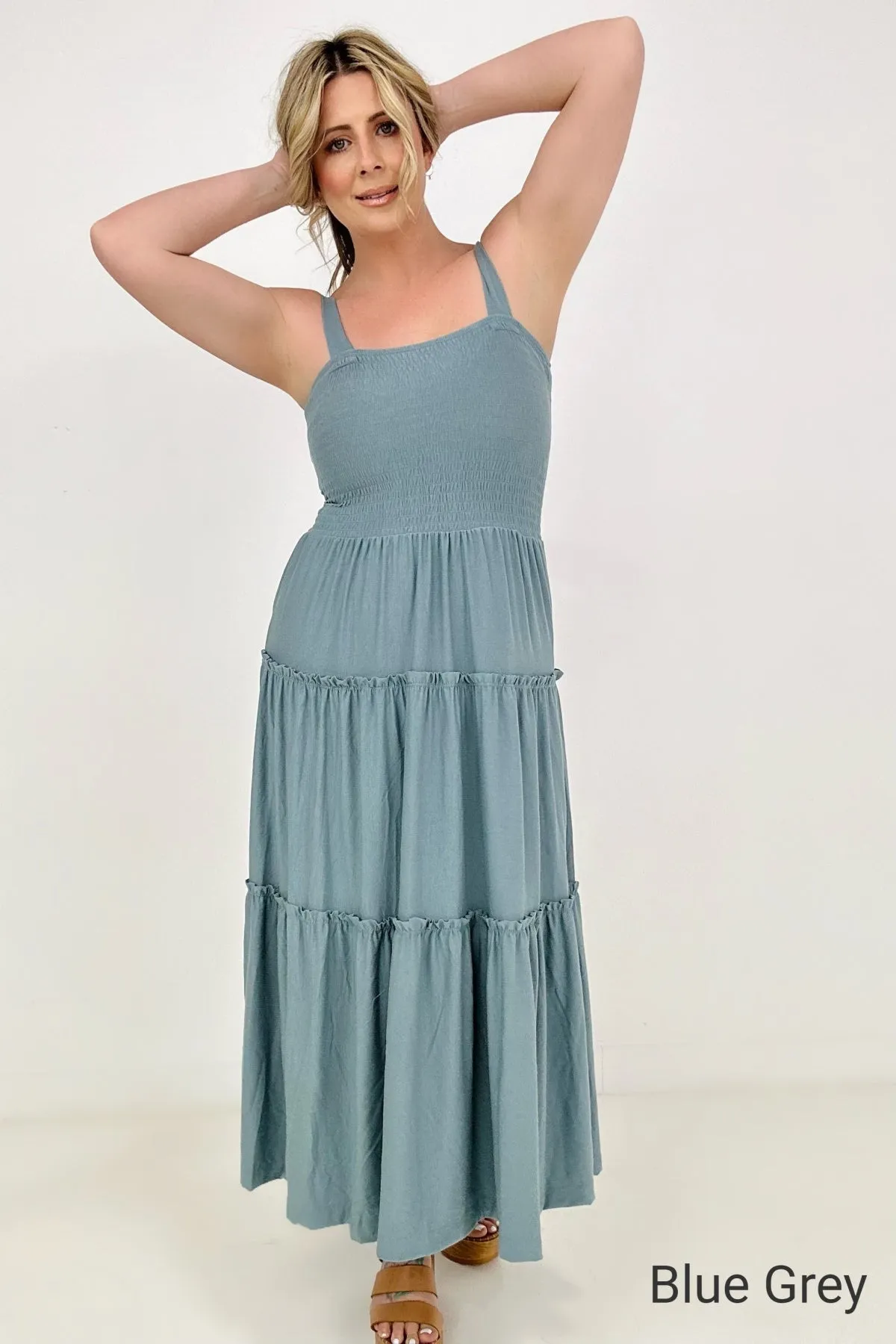 Zenana Smocked Tiered Maxi Dress